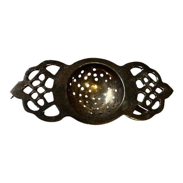 Vintage Silver English Tea Strainer For Sale