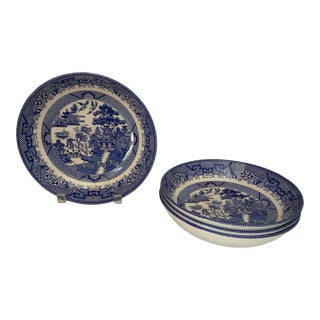 Royal Stafford Blue Willow Pasta Bowls Earthenware Made in England 2009-2025 - Set of 4 For Sale