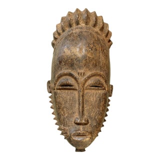 Vintage Fine African Baule Portrait Female Mask Cote d'Ivoire 15" H For Sale