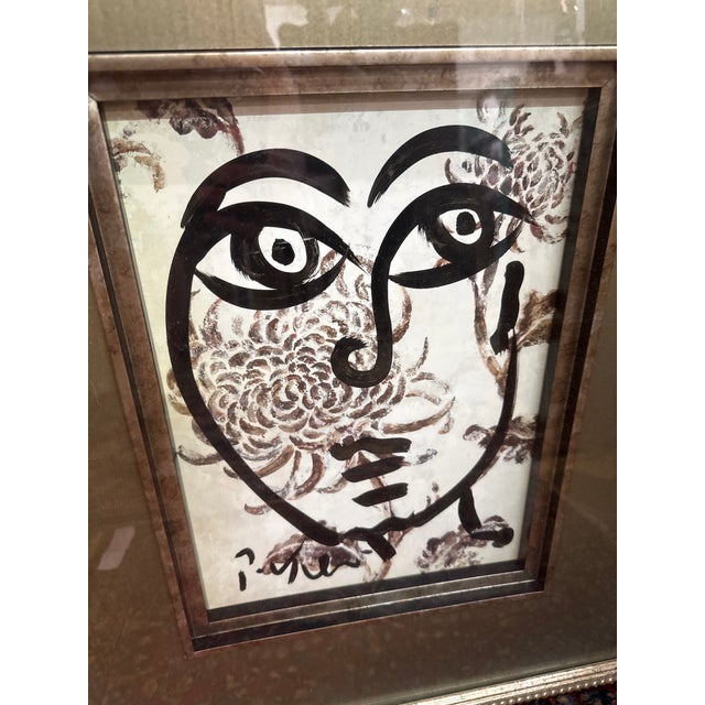 Abstract 1970s Peter Keil Abstract Black and White Portrait Painting For Sale - Image 3 of 7