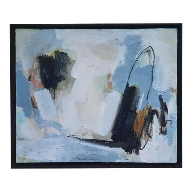 Beth Downey Moody Blue Abstract Painting For Sale