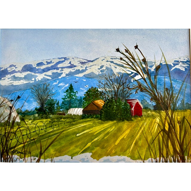 Original Watercolor Painting Home From North For Sale - Image 4 of 5