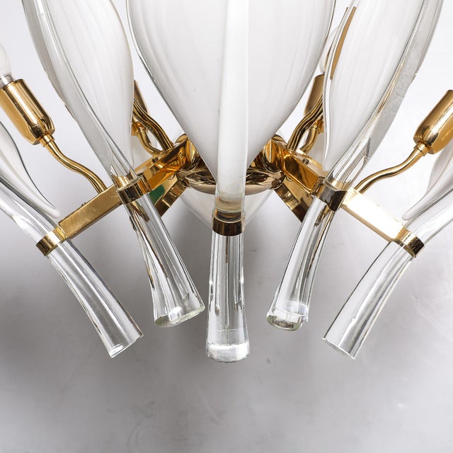 Mid-Century Expansive Leaf Form Chandelier in Brass Fittings by Franco Luce For Sale - Image 11 of 12