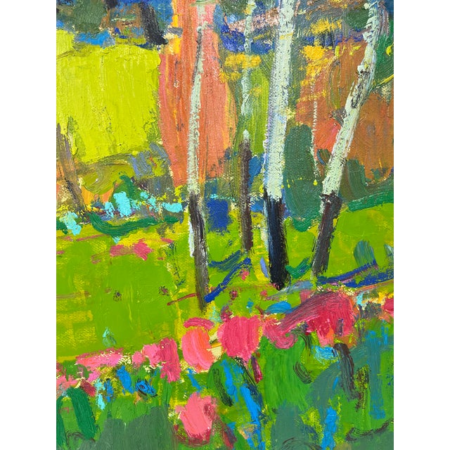 Wood Impressionistic Landscape Original Oil Painting For Sale - Image 7 of 11