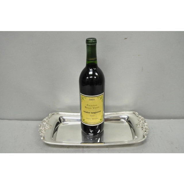 Vintage Baroque by Wallace 210 Silver Plated Narrow Trinket Dish Serving Tray. Circa Mid 20th Century. Measurements: 1.5"...
