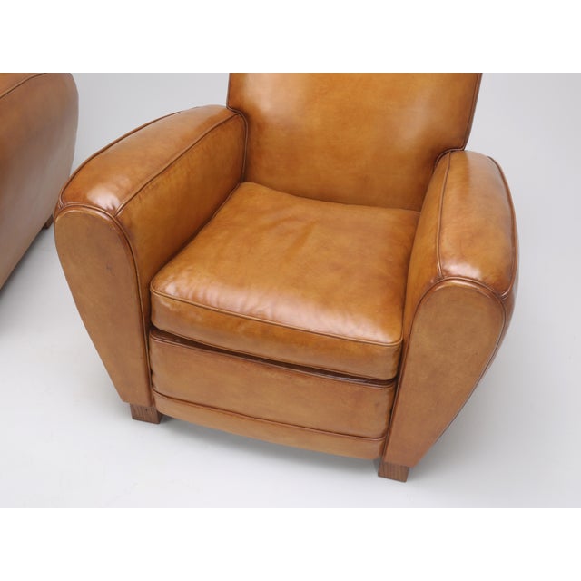 Pair of Art Deco French Leather Club Chairs For Sale - Image 11 of 12