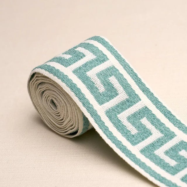 American SAMPLE - Schumacher Ganton Tape Indoor/Outdoor In Teal For Sale - Image 3 of 3