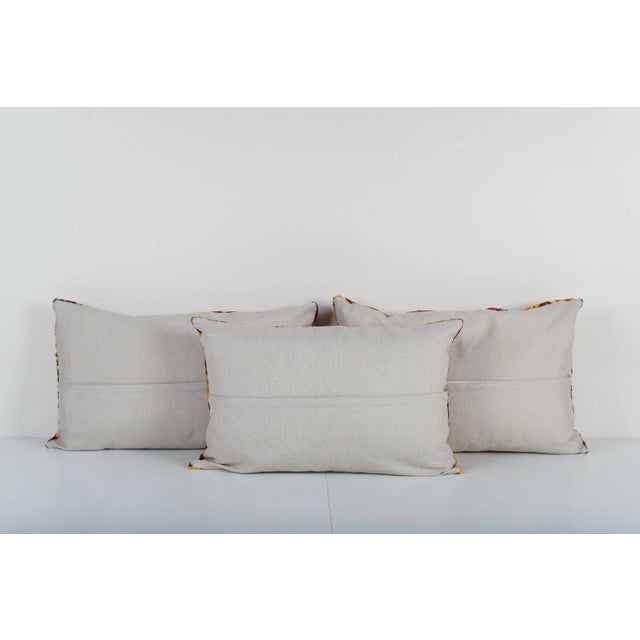 Bohemian Yellow Red Velvet Pillow Cover - Set of Three For Sale - Image 4 of 4