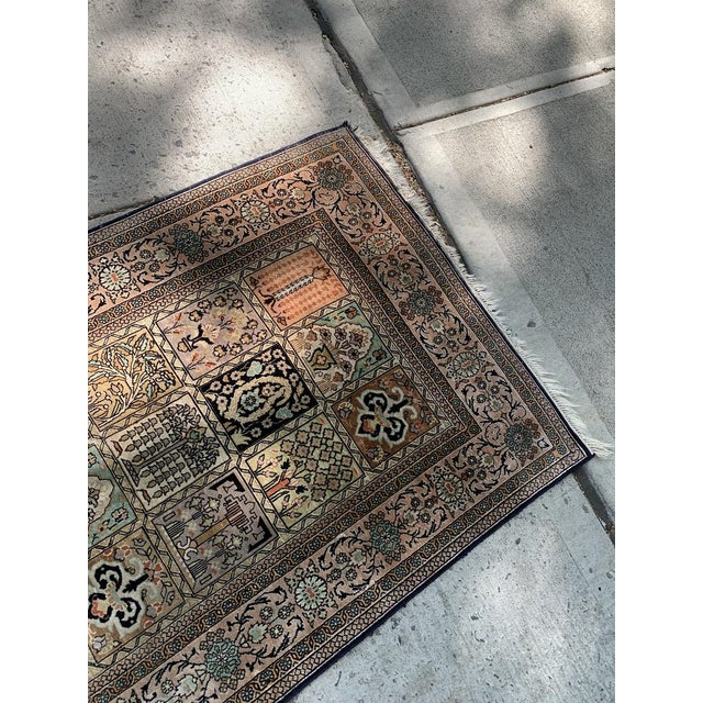 Persian 1960s, Handmade Vintage Persian Silk Qum Rug 2.5' X 4.2' For Sale - Image 3 of 5