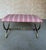 2020s Spanish Hand-Forged Gilt Iron Bench With Scroll Base and Mauve Striped Upholstery For Sale - Image 5 of 12
