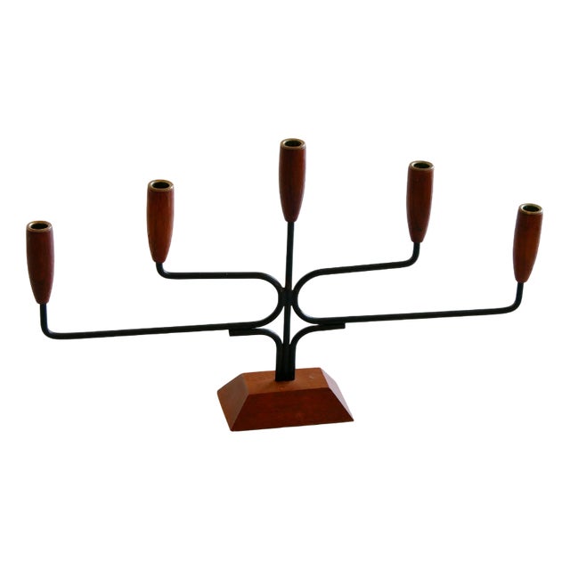 Mid-Century Modern Danish Teak Candleholder, 1960s For Sale