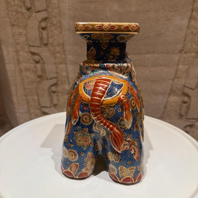 Red Japanese Porcelain Satsuma Style Elephant Figures For Sale - Image 8 of 18