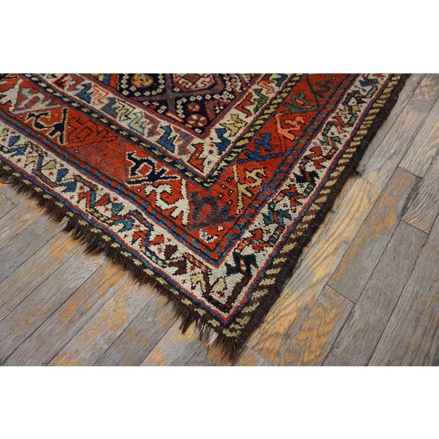 1900s Blue Navy Geometric Tribal Antique Persian Luri Rug 4'6" X 6'2" Handknotted Wool Carpet For Sale In New York - Image 6 of 6