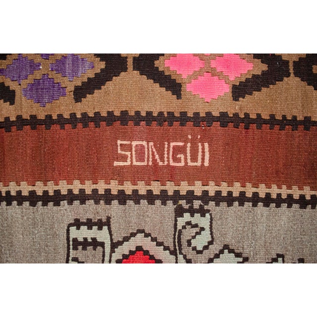 Vintage Turkish Kilim Runner Rug Hand Woven Wool Large Runner Rug - 5'10" X 11'7" For Sale - Image 11 of 17