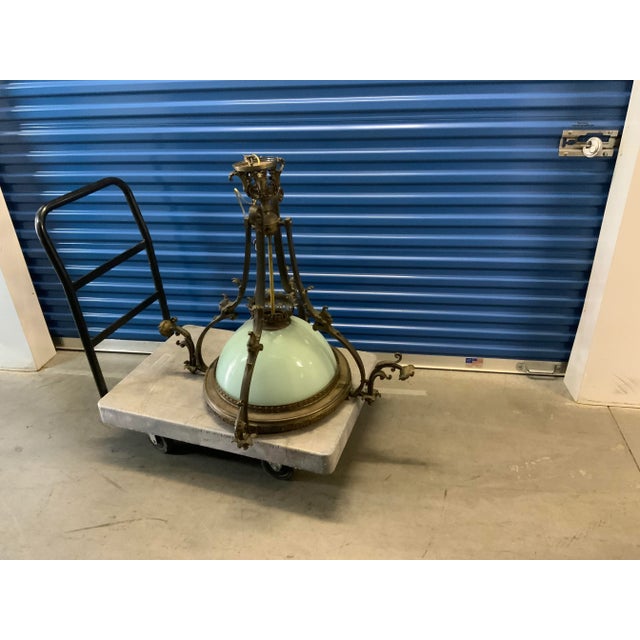 Art Deco Antique Mid 19th Century Chandelier Made of Bronze and Glass For Sale - Image 3 of 9