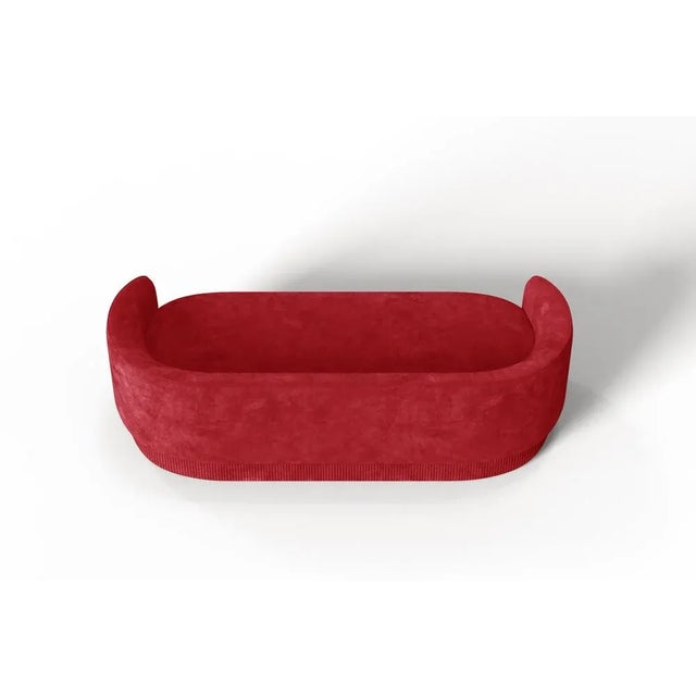 Contemporary Modern Gentle Sofa in Red Velvet and Bronze Metal by Javier Gomez For Sale - Image 3 of 5