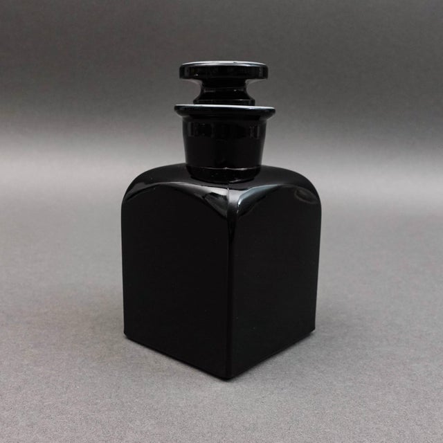 Bohemian Mary Gregory Enamel Black Amethyst Art Glass Bottle For Sale In Miami - Image 6 of 10