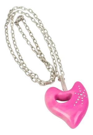 Christian Lacroix Chain Necklace with Pink Resin Heart Medallion