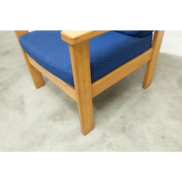 Blue and Honey Beech Armchair, 1980s For Sale - Image 14 of 18