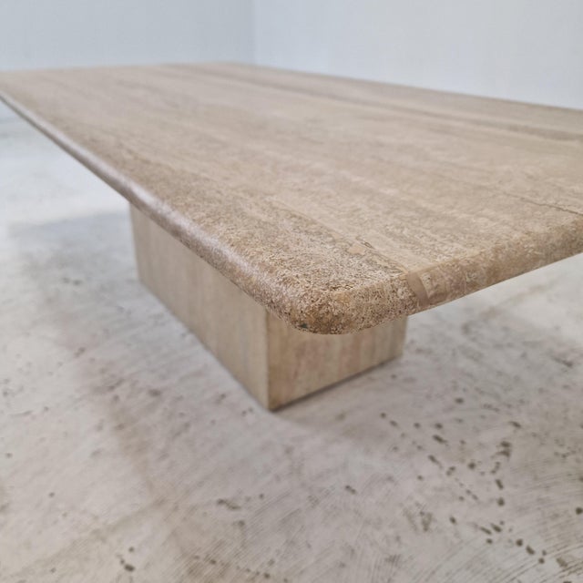 Italian Rectangular Coffee Table in Travertine, 1980s For Sale - Image 14 of 16