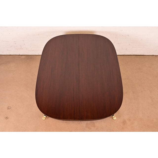 Baker Furniture Style Georgian Mahogany Double Pedestal Extension Dining Table, Newly Refinished For Sale - Image 10 of 15