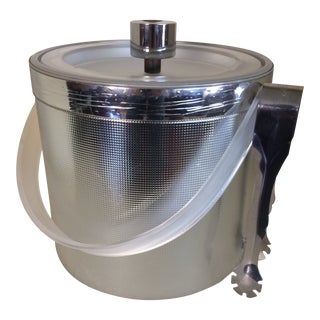 Georges Briard Silver Ice Bucket With Ice Tongs For Sale