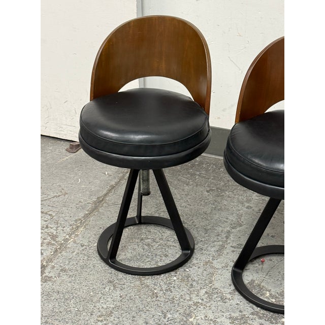 Wood Circa 2013 Edward Barber + Jay Osgerby for Knoll Studio Piton With Back Adjustable Stools, Pair For Sale - Image 7 of 12