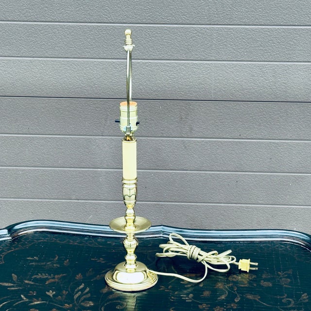 American Vintage Baldwin Solid Brass Candlestick Table Lamp For Sale - Image 3 of 9
