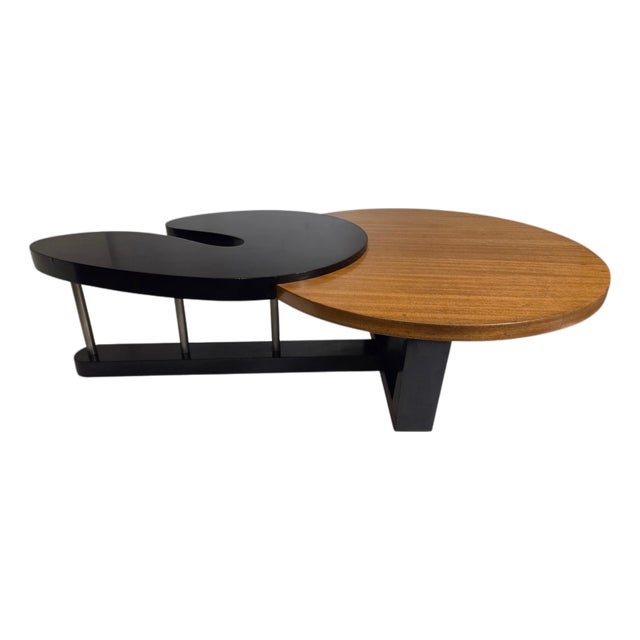 Large Biomorphic Kidney Shaped Two-Tone Mahogany & Black Coffee / Cocktail Table For Sale