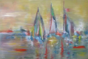 "Setting Sail" Contemporary Original Impressionistic Oil Painting by Scott Spencer