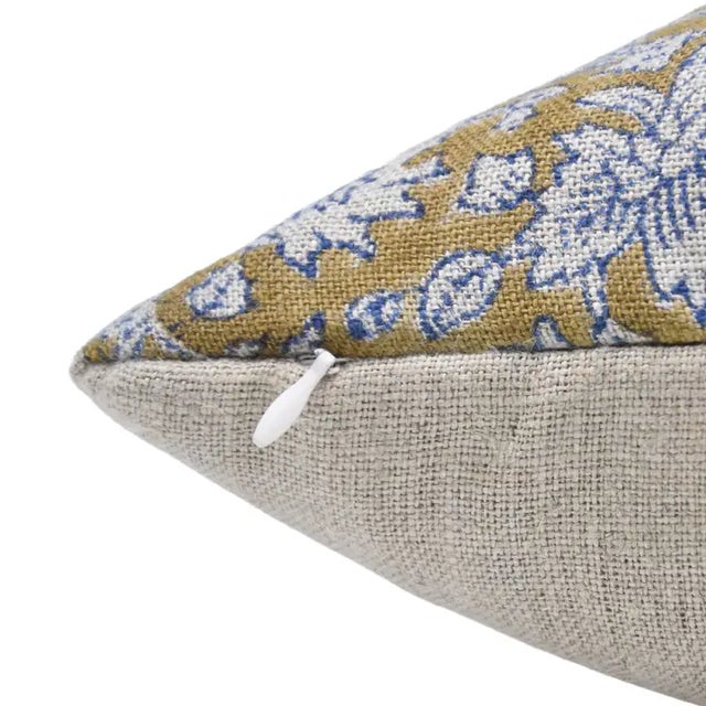 Art Deco Fabdivine Artisan Block Print Throw Pillow Cover 16x16 Inch Thick Linen-Manikarnika For Sale - Image 3 of 4