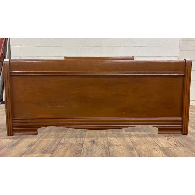 Brown Vintage Glanville Furniture Co Full Size Sleigh Bed For Sale - Image 8 of 13