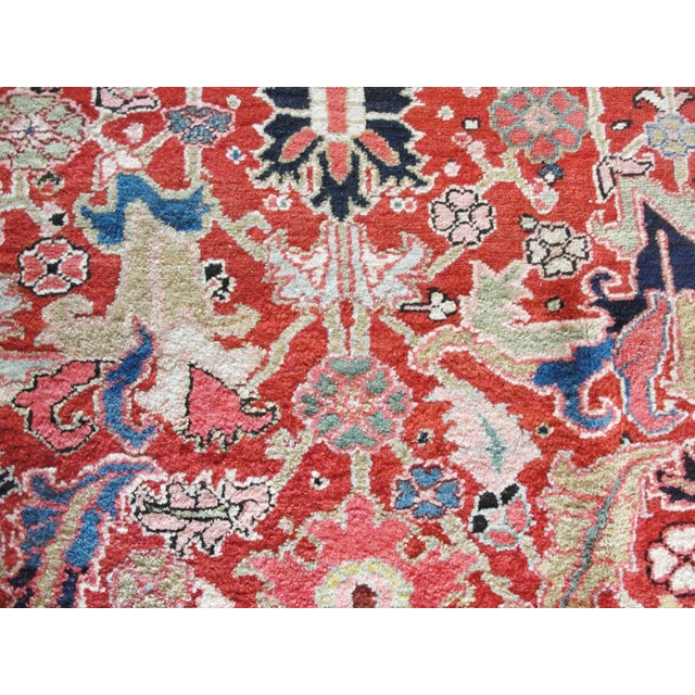 Brick Red Antique Dragon Heriz Serapi Rug For Sale - Image 8 of 10