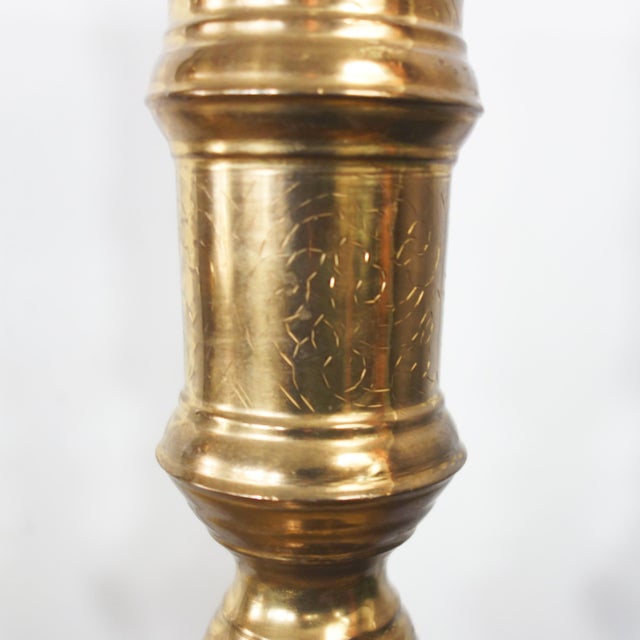 1960s Moroccan Brass Altar Candles Holders, Pair Floor Pillar