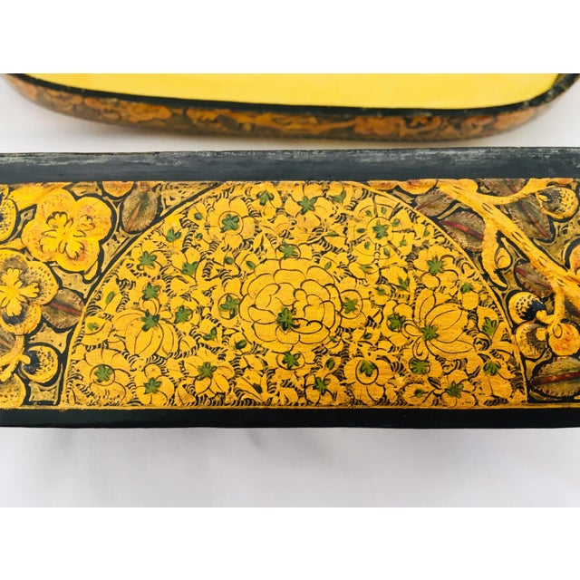Asian Handmade Paper Mâché Trinket Box From Kashmir For Sale - Image 3 of 9