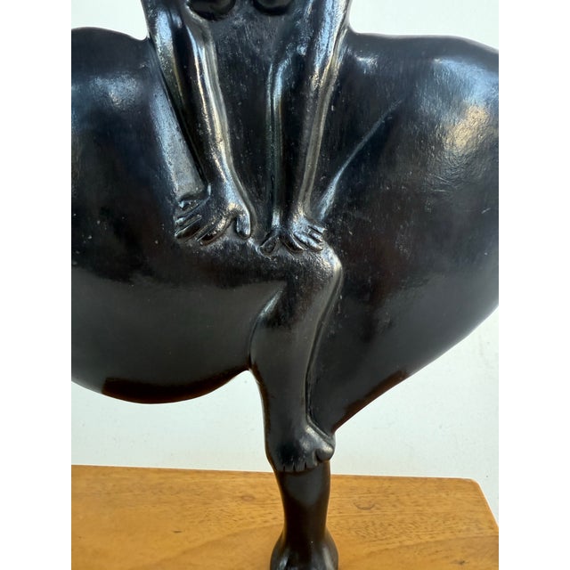 Vintage Modernist Bronze Sculpture Mounted on a Wood Base Latin-American School For Sale - Image 9 of 12