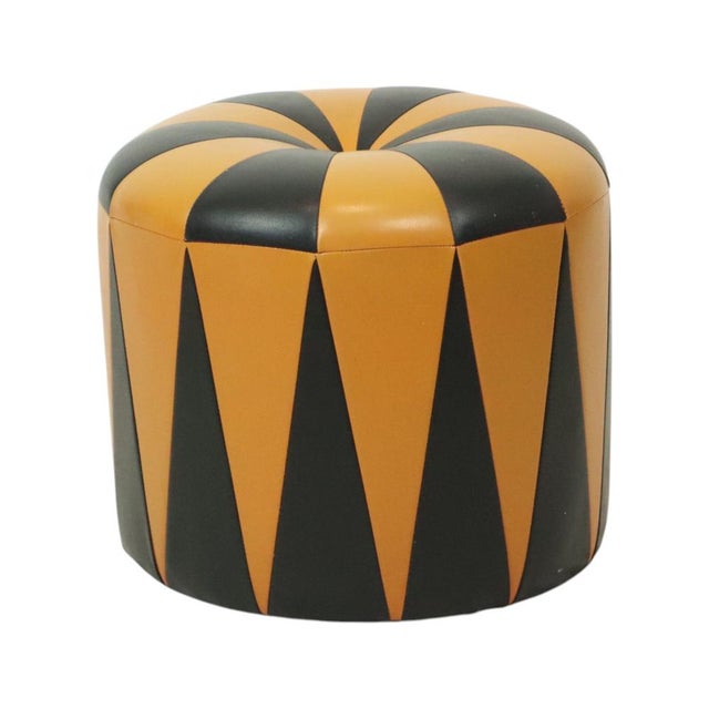 Vintage Round Pouf in Faux Leather, 1960s For Sale - Image 14 of 14