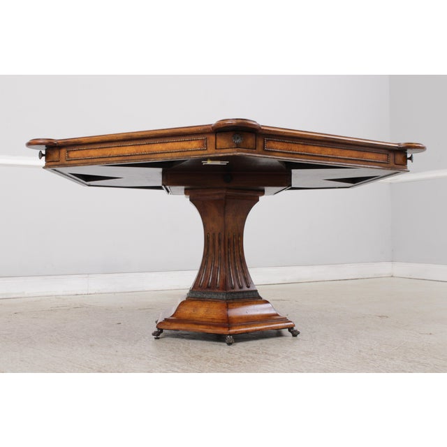 2010s Maitland Smith Large Walnut Leather Top Game Table For Sale - Image 5 of 18