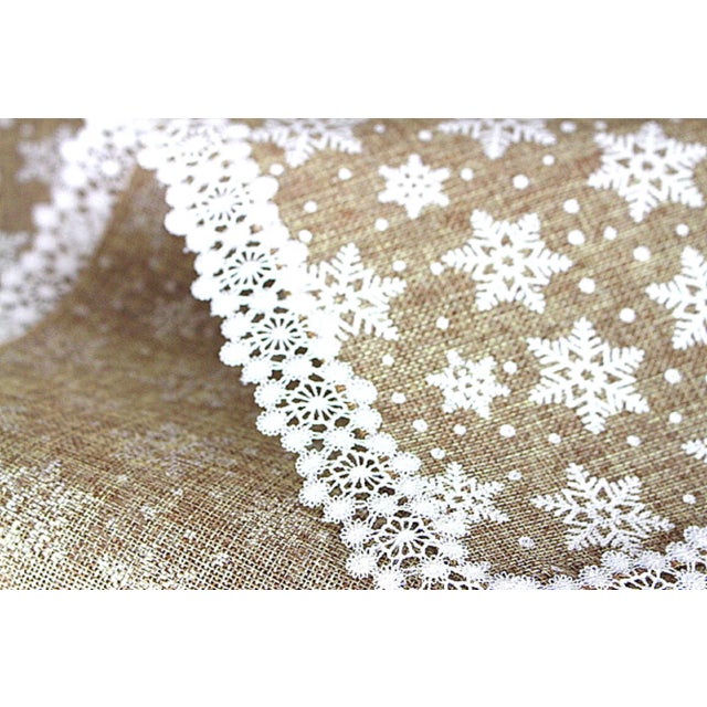 Lace Eco Friendly French Woven Jute Table Runner With Snowflake Chairish