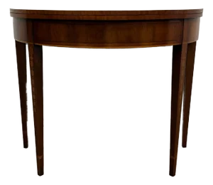 Antique Federal Hepplewhite Style Inlaid Demilune Flip Top Game Table Card Table