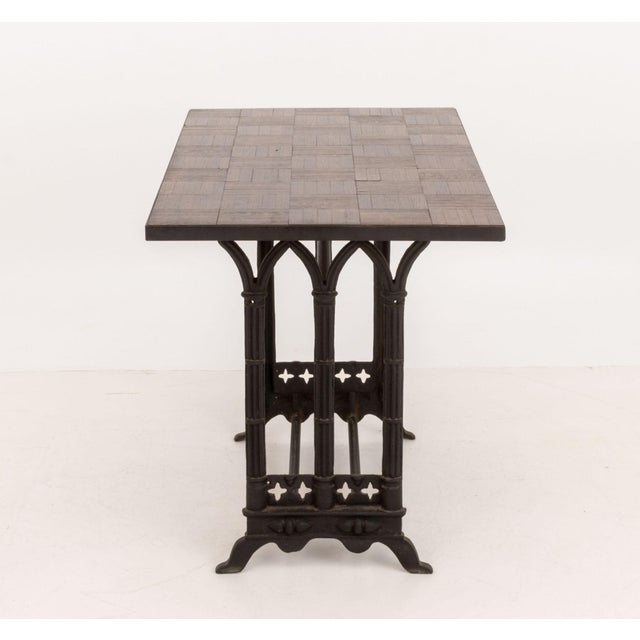Brown Gothic Style Oak Parquetry Patchwork Table For Sale - Image 8 of 9