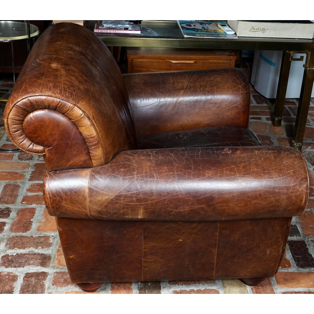 Vintage Italian Leather Club Chair For Sale In Miami - Image 6 of 9