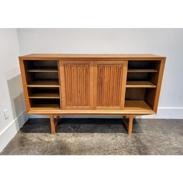 Mid-Century Modern Mid Century Scandinavian Danish Brutalist Oak Sideboard by Henning Kjaernulf For Sale - Image 3 of 11