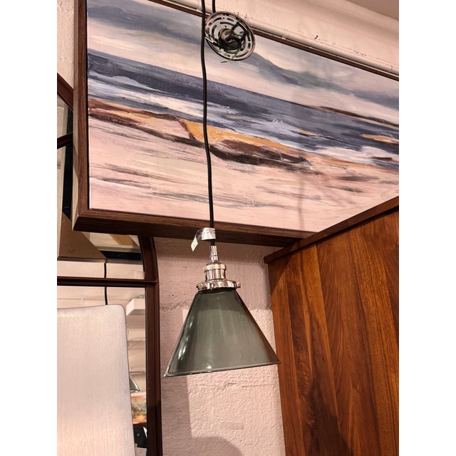 Restoration Hardware 20th C. Factory Filament Smoke Glass Barn Pendant For Sale - Image 12 of 14