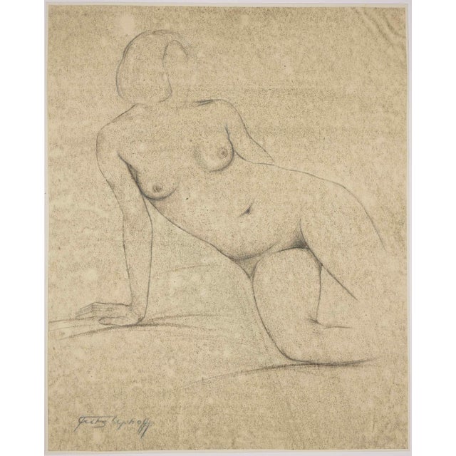 Fritz Uphoff (1890 Witten – 1966 Worpswede), Female Nude, ca. 1930, pencil drawing on paper with a colored overprint, 37.5...