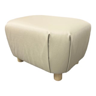 Custom Design Perry Stone Leather Ottoman For Sale