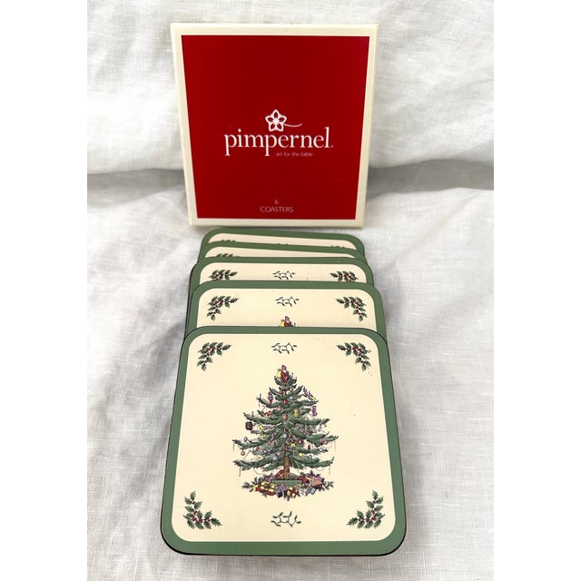 Spode Set of 6 Spode "Christmas Tree" Coasters For Sale - Image 4 of 5
