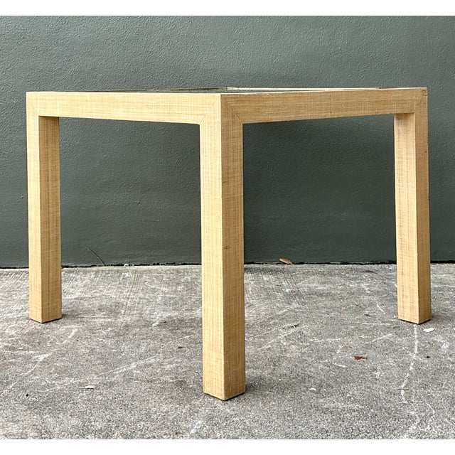 Mid-Century Modern Vintage Wrapped Grasscloth Game Table For Sale - Image 3 of 12