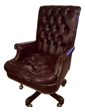 Late 20th Century Old Hickory Leather Executive Tufted Swivel Chair High Back