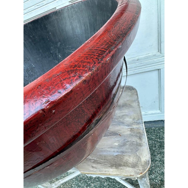 Antique Chinese Red Lacquered Wood Bowl For Sale - Image 11 of 11